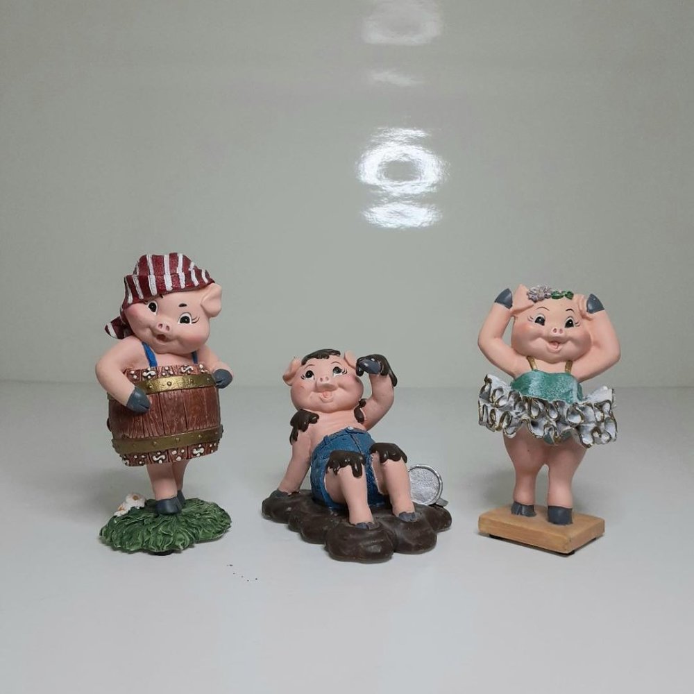 Lot of 3 Vintage 1996  'Piggettes' Figures by Artist Ellen Kamysz Hand Painted